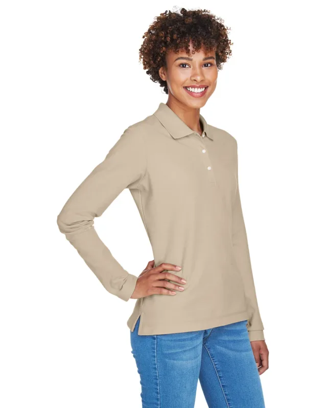 Devon & Jones Ladies' Pima Piqué Long-Sleeve Polo — view 6