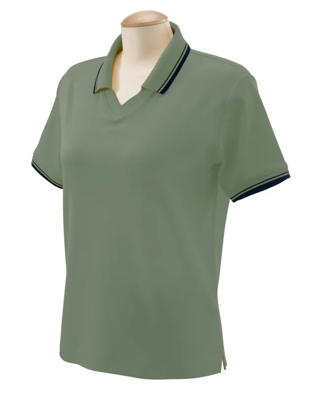 Devon & Jones Ladies' Tipped Perfect Pima Interlock Polo — view 10