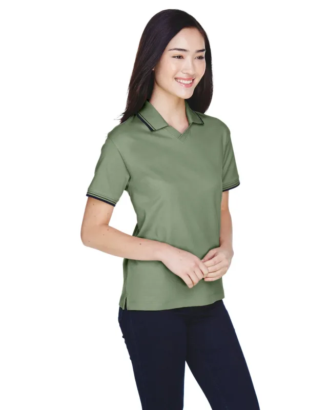 Devon & Jones Ladies' Tipped Perfect Pima Interlock Polo — view 11
