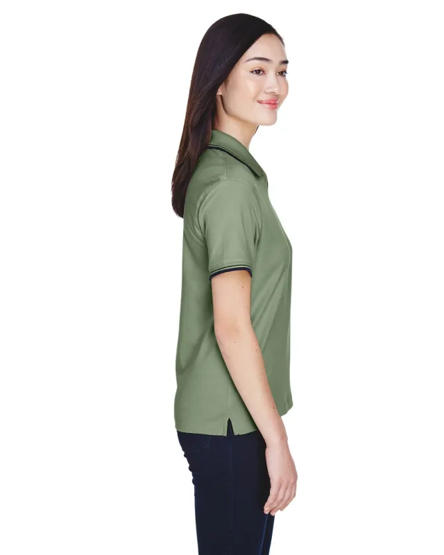 Devon & Jones Ladies' Tipped Perfect Pima Interlock Polo — view 12