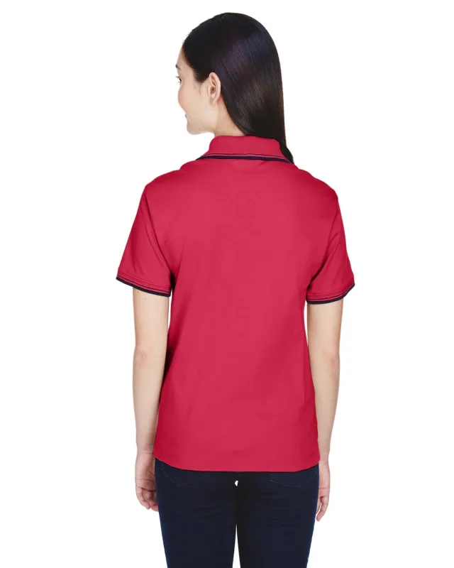 Devon & Jones Ladies' Tipped Perfect Pima Interlock Polo — view 13