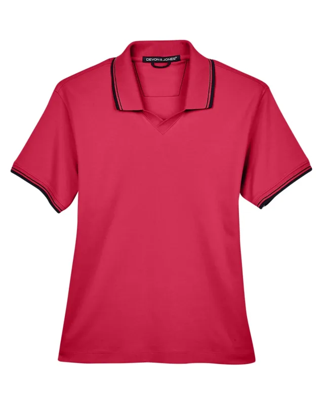 Devon & Jones Ladies' Tipped Perfect Pima Interlock Polo — view 15