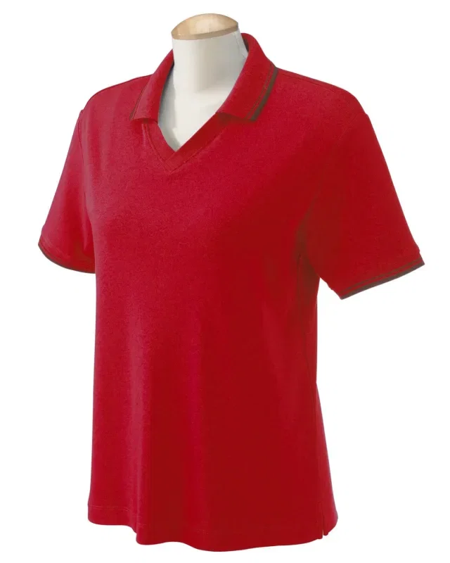 Devon & Jones Ladies' Tipped Perfect Pima Interlock Polo — view 17