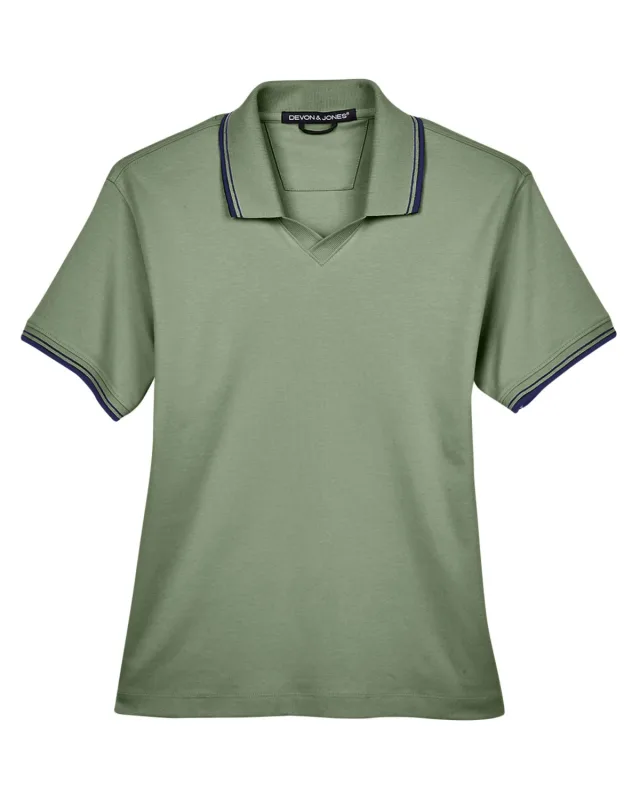 Devon & Jones Ladies' Tipped Perfect Pima Interlock Polo — view 8