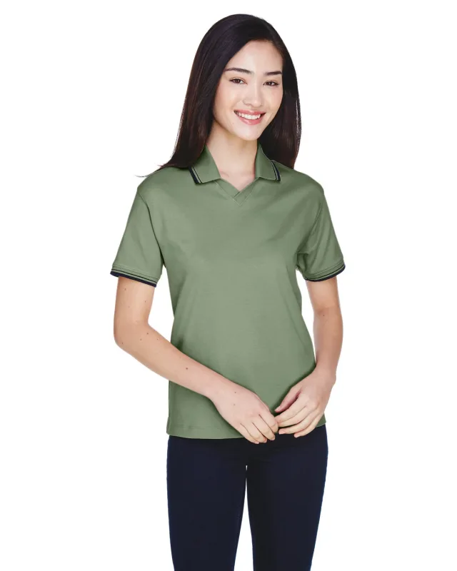 Devon & Jones Ladies' Tipped Perfect Pima Interlock Polo — view 9