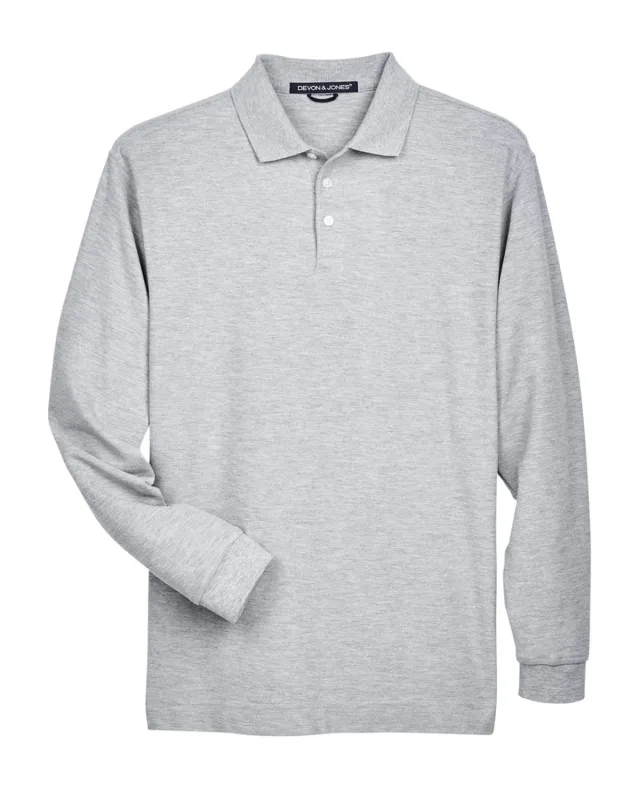 Devon & Jones Men's Pima Piqué Long-Sleeve Polo — view 10
