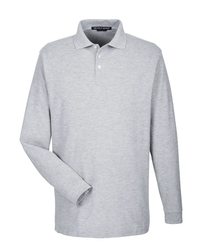 Devon & Jones Men's Pima Piqué Long-Sleeve Polo — view 12
