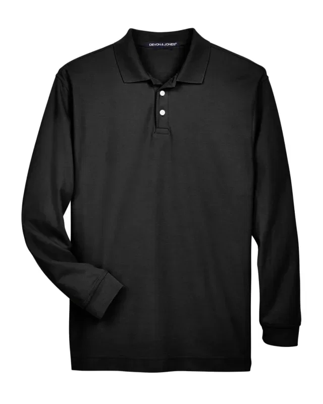 Devon & Jones Men's Pima Piqué Long-Sleeve Polo — view 17