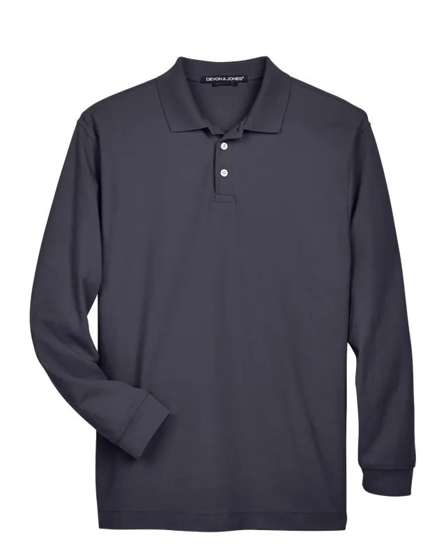 Devon & Jones Men's Pima Piqué Long-Sleeve Polo — view 24