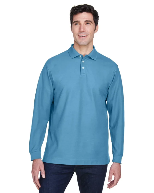 Devon & Jones Men's Pima Piqué Long-Sleeve Polo — view 4