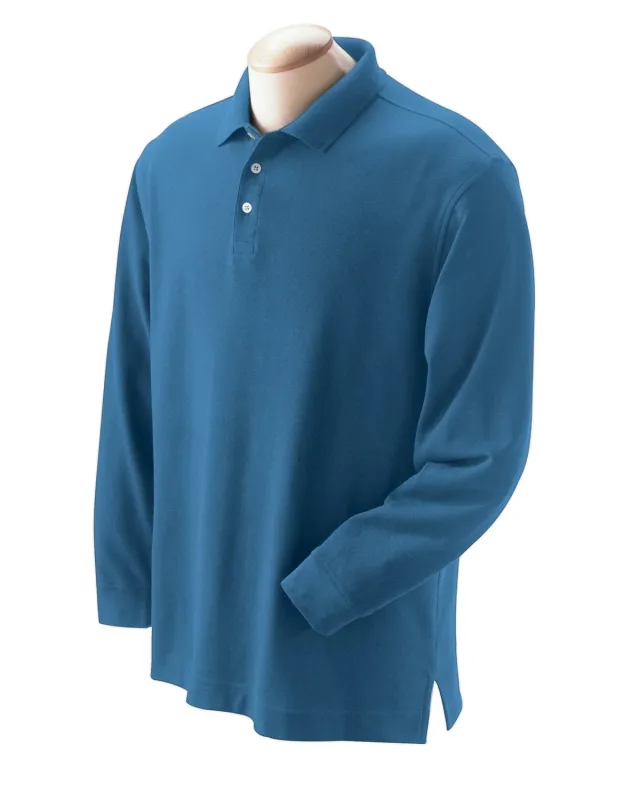 Devon & Jones Men's Pima Piqué Long-Sleeve Polo — view 5