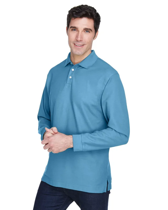 Devon & Jones Men's Pima Piqué Long-Sleeve Polo — view 6