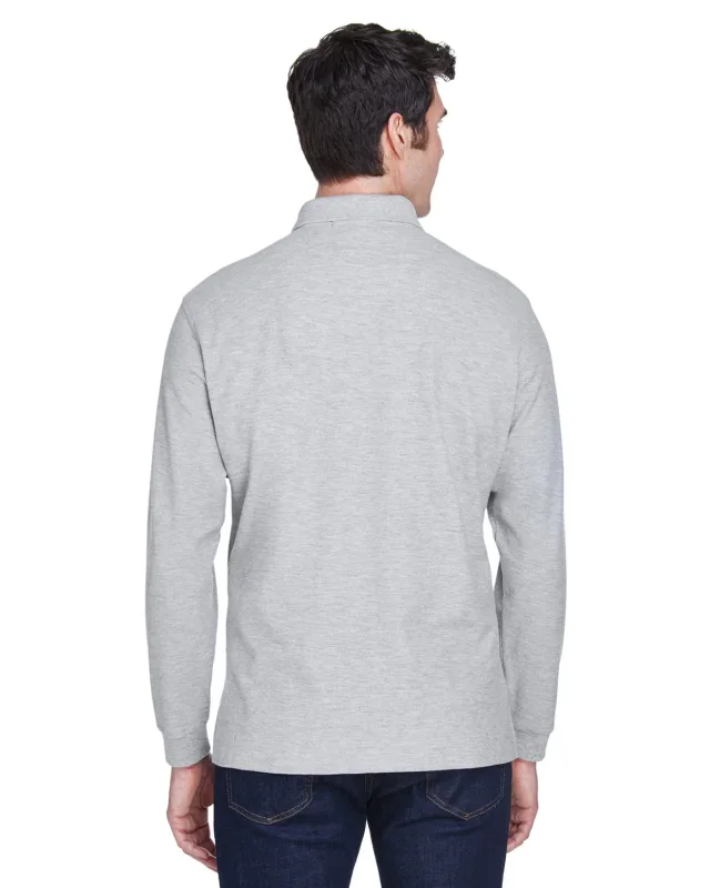 Devon & Jones Men's Pima Piqué Long-Sleeve Polo — view 8
