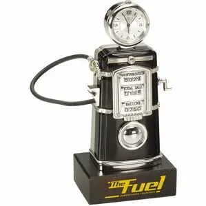 Die Cast Fuel Pump Clock on Wood Base