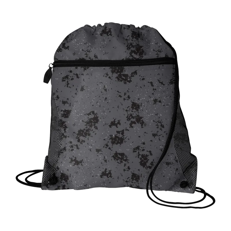 Distressed Printed Mesh Pocket Drawcord — view 4