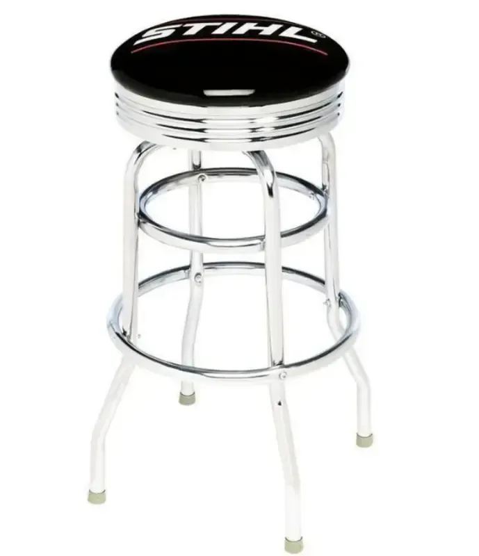 Double Chrome Ring Bar Stool with Seat Logo