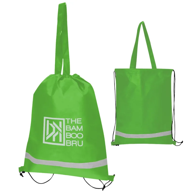Double Feature Non-Woven Drawstring Tote Bag — view 2