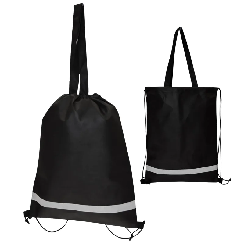 Double Feature Non-Woven Drawstring Tote Bag — view 3