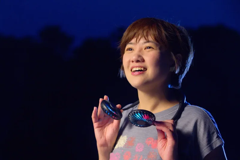Custom Dual Breeze Hands-Free Neck Fan with Mood Light — view 3