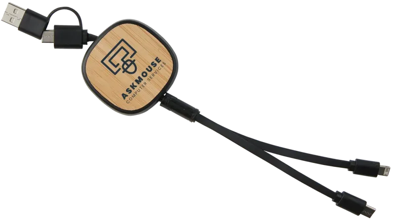 Custom Retractable Bamboo Charge-It™ Cable - 3-in-1 — view 4