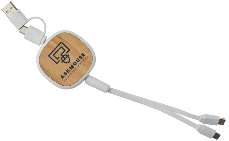 Custom Retractable Bamboo Charge-It™ Cable - 3-in-1 — view 6