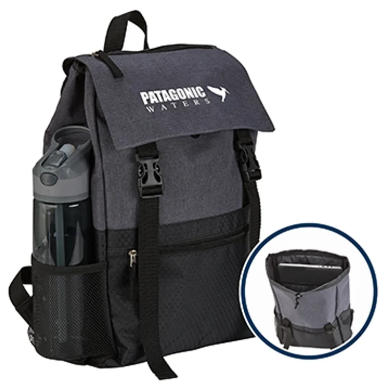 Dual-Strap Laptop Rucksack Backpack (Grey/Black) — view 2