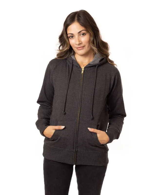 econscious Ladies' Heathered Full-Zip Hooded Sweatshirt — view 2