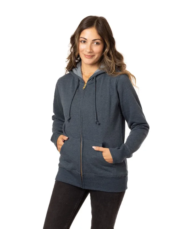 econscious Ladies' Heathered Full-Zip Hooded Sweatshirt — view 8