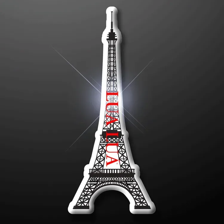 White and Black Eiffel Tower Flashing Lapel Pins — view 1