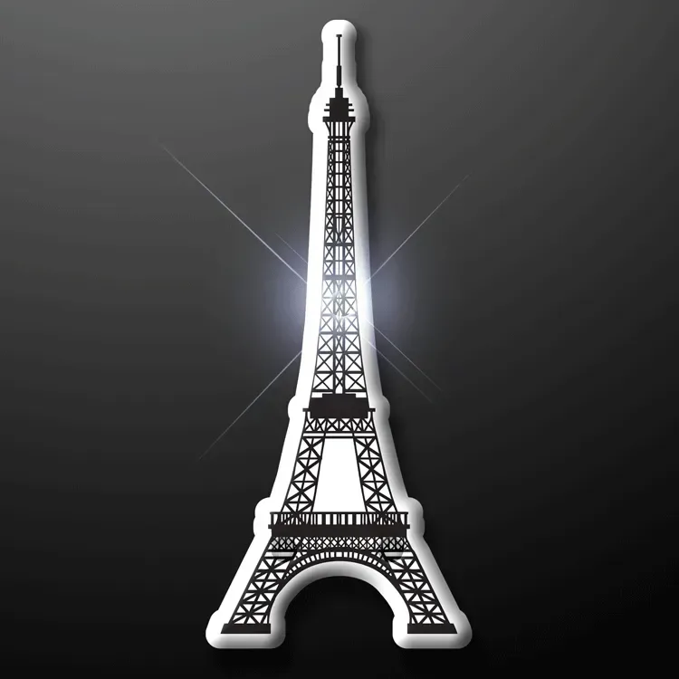 White and Black Eiffel Tower Flashing Lapel Pins — view 2