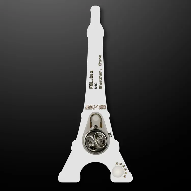White and Black Eiffel Tower Flashing Lapel Pins — view 3