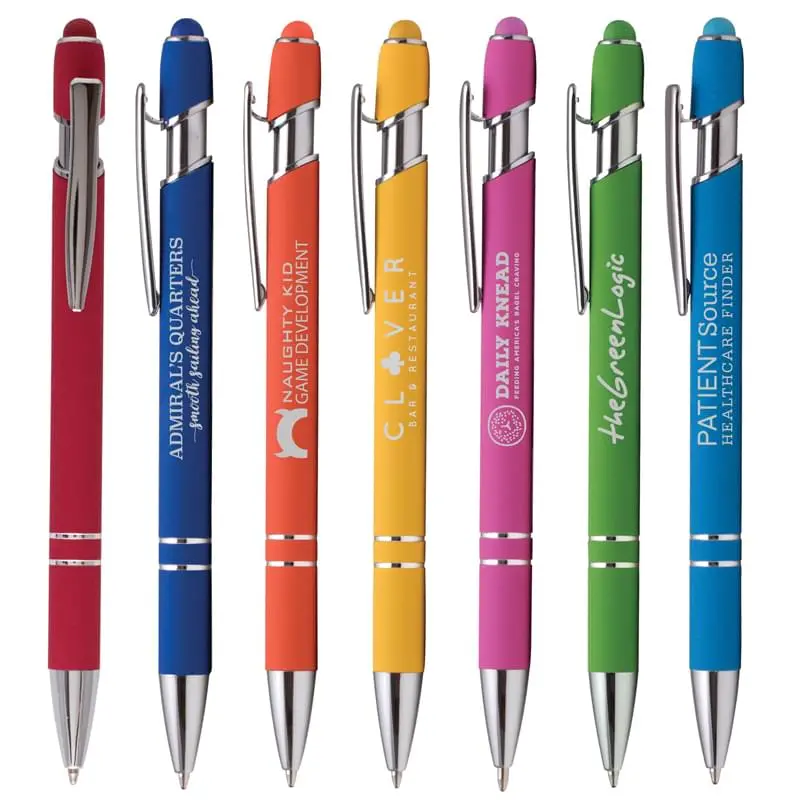 Ellipse Softy Brights w/Stylus - Laser Engraved - Metal Pen