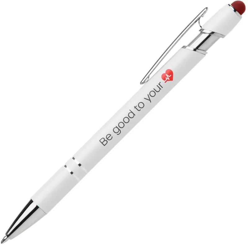 Ellipse Softy White Barrel Metal Pen Click Pen (Black Ink) — view 7