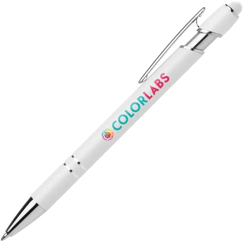 Ellipse Softy White Barrel Metal Pen Click Pen (Black Ink) — view 8
