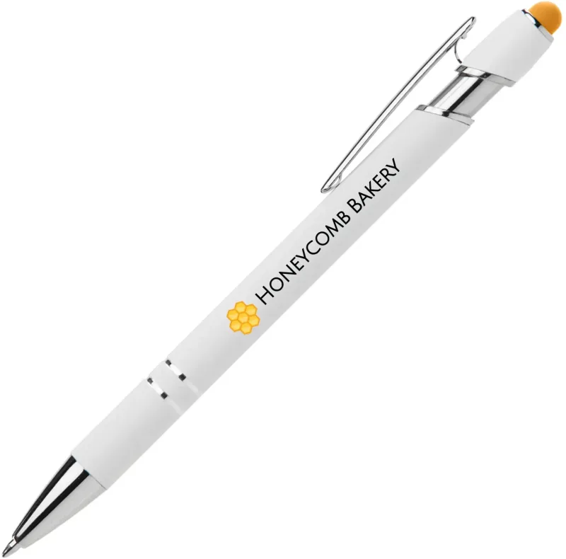 Ellipse Softy White Barrel Metal Pen Click Pen (Black Ink) — view 9