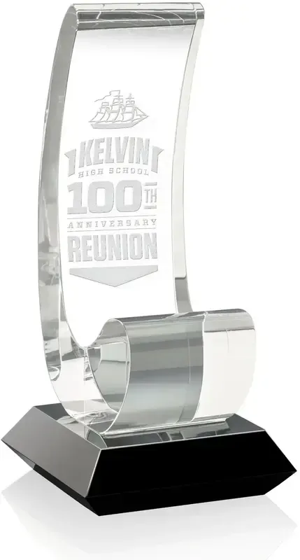 Custom Engraved Estridge Optical Crystal Award with Black Crystal Base