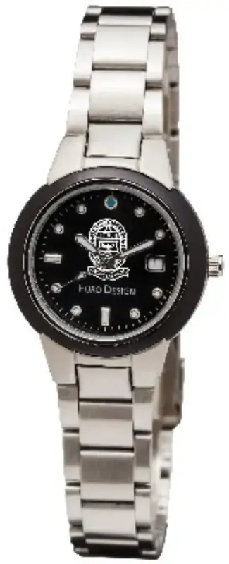 Ladies Euro Design Steel & Black Fashion Watch