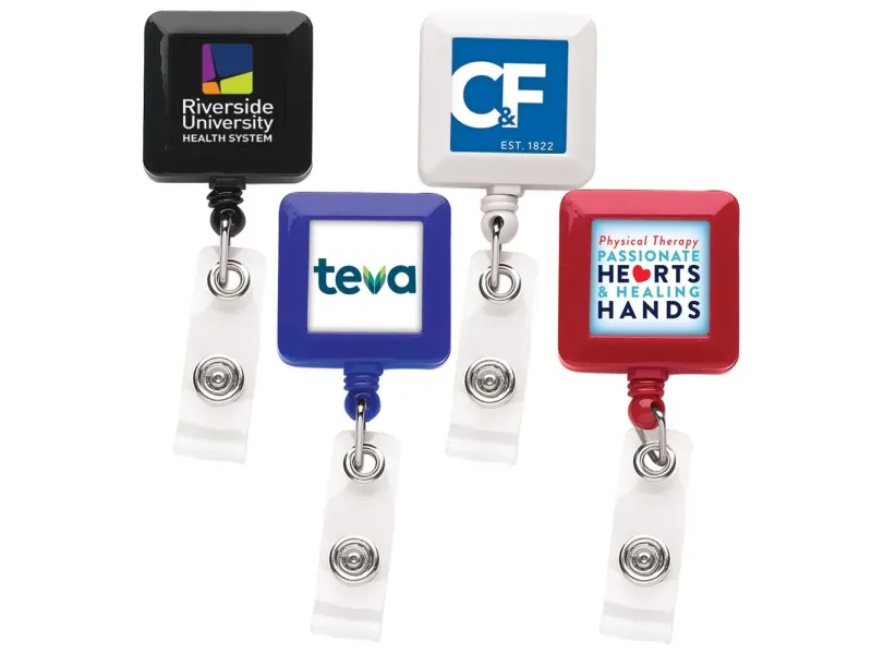 Everyday Retractable Opaque Badge Reel - Round & Square Shape — view 3