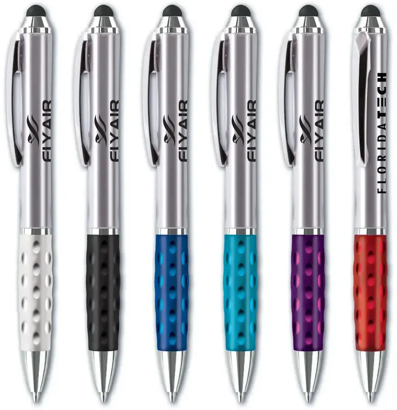 Silver Twist Pen with Stylus for Touchscreen Devices - PPI Promotional Pen