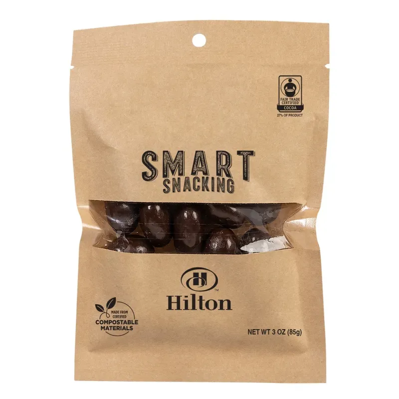 FairTrade Dark Chocolate Raisins in Compostable Kraft Pouch