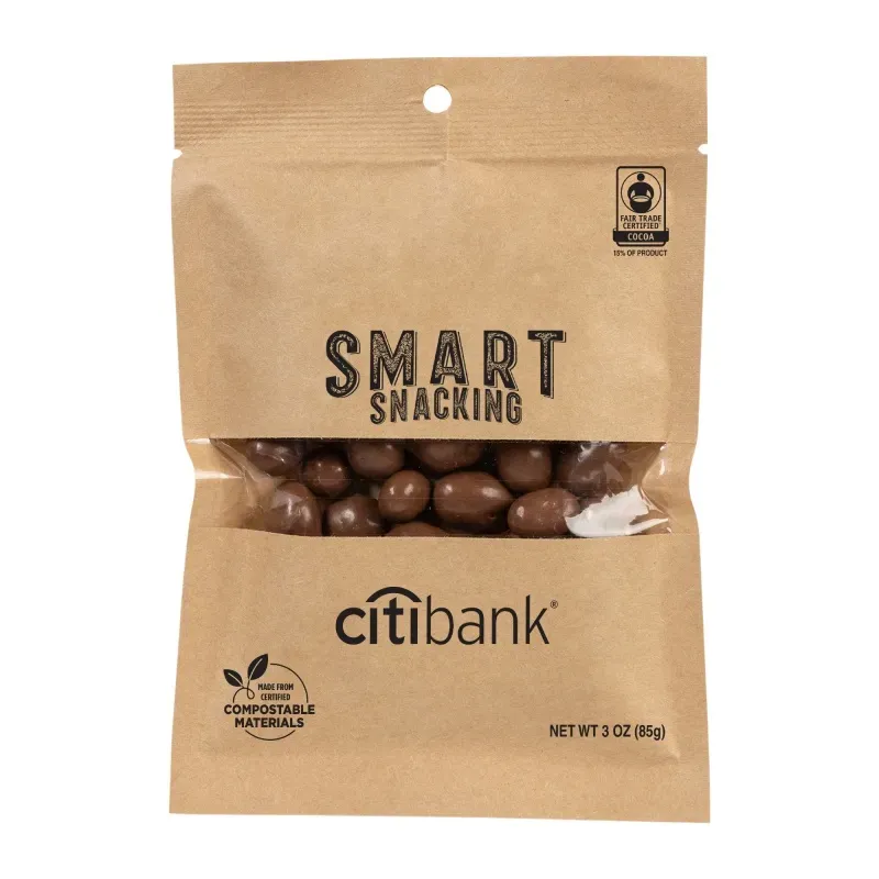 FairTrade Milk Chocolate Raisins in Compostable Kraft Pouch