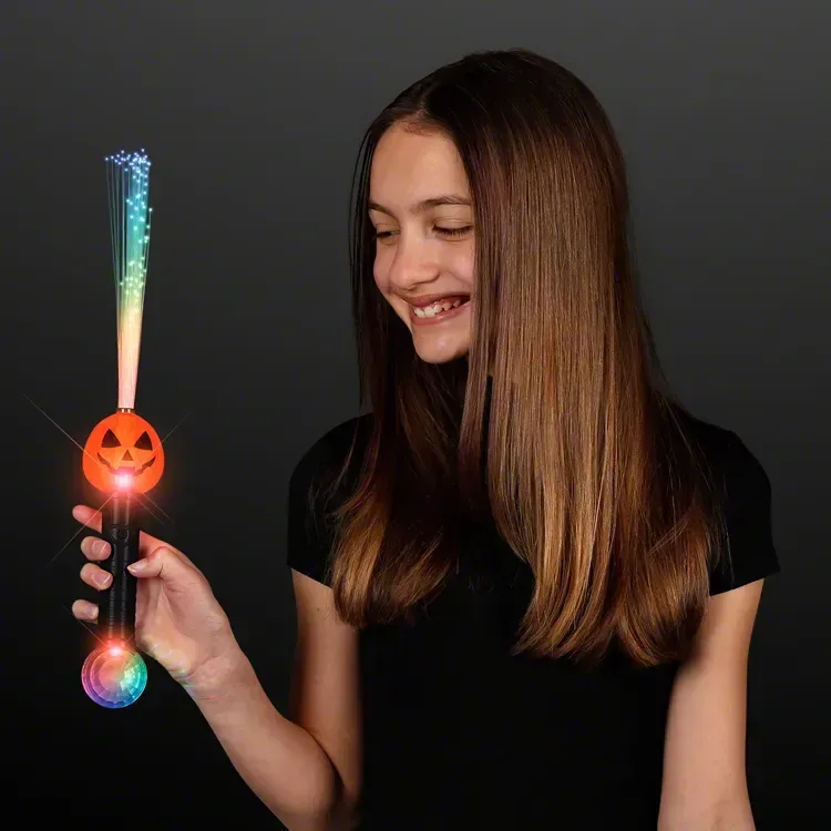 Fiber Optic Light Up Pumpkin Wands 15" — view 3