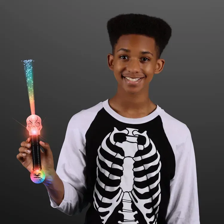 Fiber Optic Light Up Skull Wands 15" — view 2