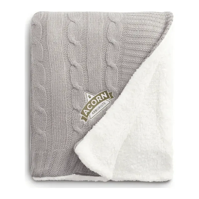 Branded Field & Co. Sherpa Blanket - Cable Knit Design — view 10