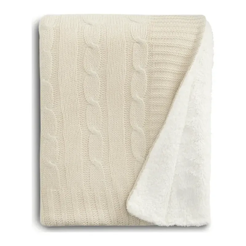 Branded Field & Co. Sherpa Blanket - Cable Knit Design — view 16