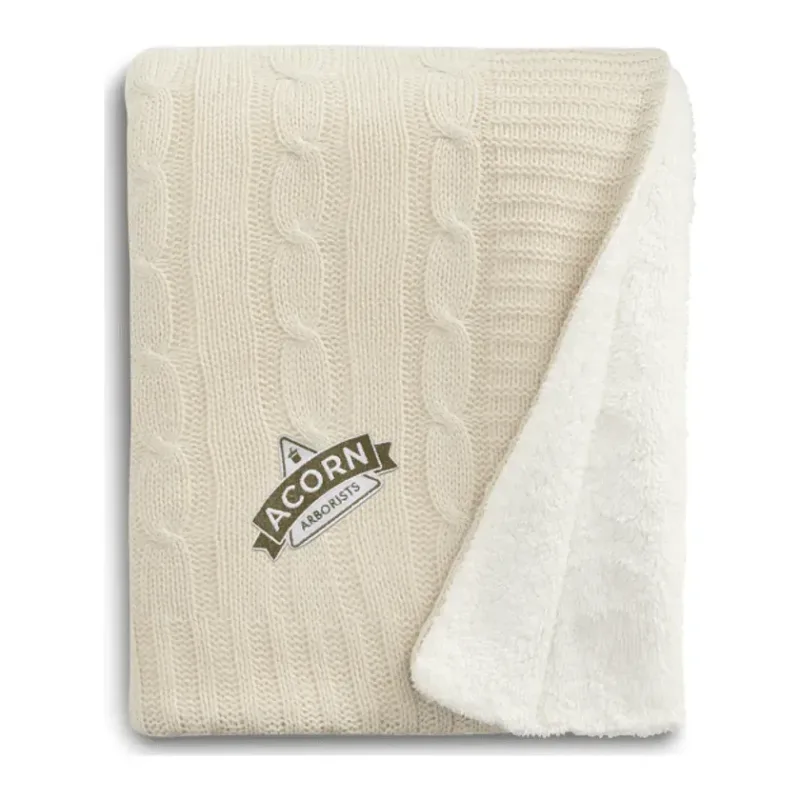 Branded Field & Co. Sherpa Blanket - Cable Knit Design — view 21