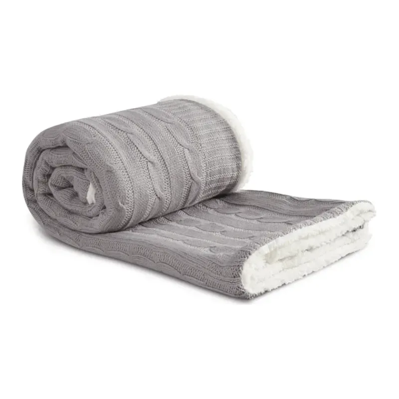 Branded Field & Co. Sherpa Blanket - Cable Knit Design — view 5