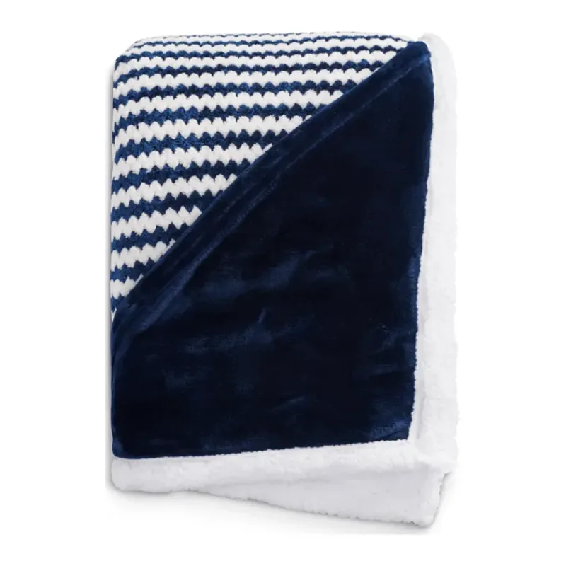 Custom Field & Co. Chevron Striped Sherpa Blanket - 50" x 60" — view 15