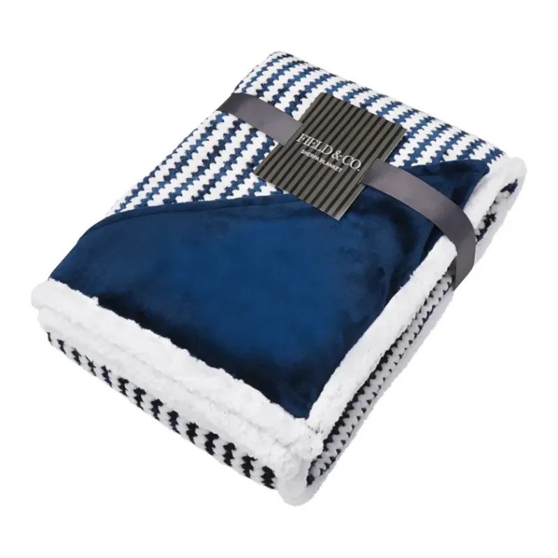 Custom Field & Co. Chevron Striped Sherpa Blanket - 50" x 60" — view 17