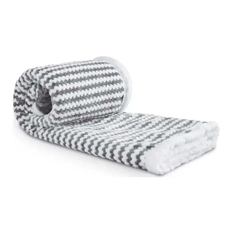 Custom Field & Co. Chevron Striped Sherpa Blanket - 50" x 60" — view 4